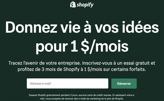 L'Opportunité Incroyable : Shopify à 1euro/mois au lieu de 36euros/mois